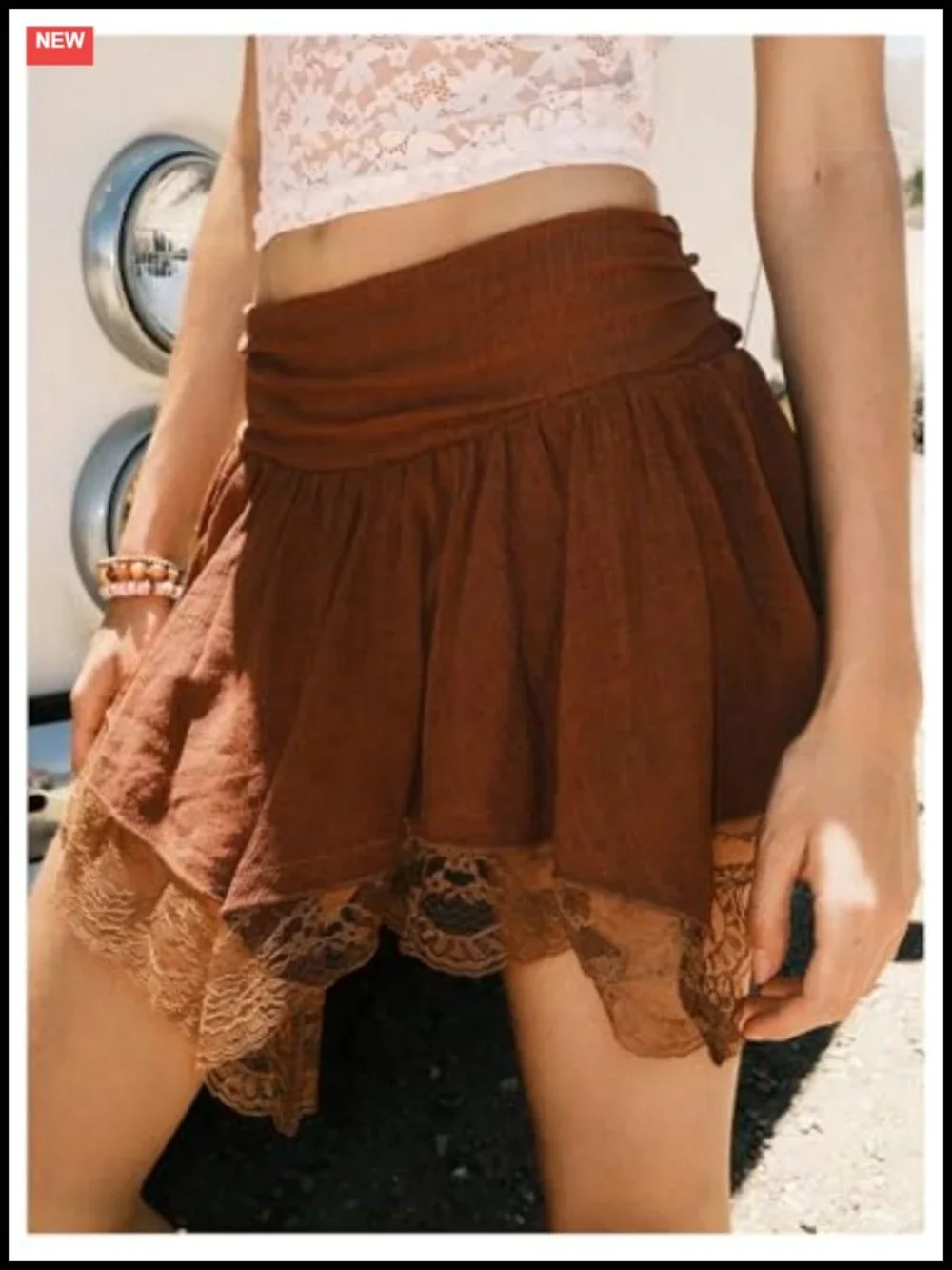 Y2K Low Rise Asymmetrical Lace Flared Mini Skirt